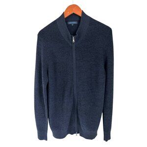 Patrick Assaraf Extra Fine Merino Zip Mock - Midnight Blue Size Med